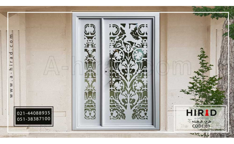 درب حیاط فلزی لیزری یک و نیم لنگه کد1501